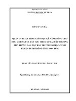 Quản lý hoạt Động giáo dục kỹ năng sống cho học sinh người dân tộc thiểu số tại các trường phổ thông dân tộc bán trú trung học cơ sở huyện tu mơ rông, tỉnh kon tum