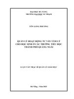Quản lý hoạt Động tư vấn tâm lý cho học sinh Ở các trường tiểu học thành phố quảng ngãi
