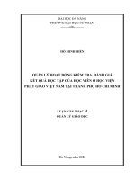 Quản lý hoạt Động kiểm tra, Đánh giá kết quả học tập của học viên Ở học viện phật giáo việt nam tại thành phố hồ chí minh