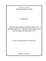 Quản lý giáo dục pháp luật cho học sinh tại các trường trung học cơ sở huyện Đăk glei, tỉnh kon tum