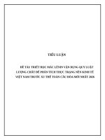 Triết học mác lênin vận dụng quy luật lượng chất Để phân tích thực trạng nền kinh tế việt nam trước xu thế toàn cầu hóa mới nhất 2026