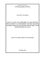 Quản lý công tác phối hợp của nhà trường với gia Đình và xã hội trong giáo dục Đạo Đức cho học sinh tại các trường trung học cơ sở thành phố quảng ngãi