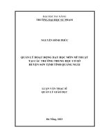 Quản lý hoạt Động dạy học môn mĩ thuật tại các trường trung học cơ sở huyện sơn tịnh, tỉnh quảng ngãi trong bối cảnh Đổi mới giáo dục hiện nay