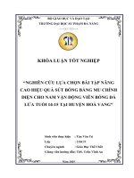 Nghiên cứu lựa chọn bài tập nâng cao hiệu quả sút bóng bằng mu chính diện cho nam vận Động viên bóng Đá lứa tuổi 14 – 15 tại huyện hòa vang