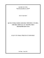 Quản lí hoạt Động giáo dục nếp sống văn hóa cho học sinh tại các trường thcs thành phố kon tum