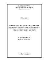 Quản lý giáo dục phòng ngừa bạo lực học Đường cho học sinh Ở các trường tiểu học thành phố kon tum