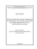 Dạy học thường thức Âm nhạc theo bộ sách kết nối tri thức với cuộc sống cho học sinh lớp 5 trường tiểu học Đông ngạc a, phường Đông ngạc, hà nội