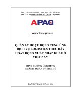 Quản lý hoạt Động cung Ứng dịch vụ logistics thúc Đẩy hoạt Động xuất nhập khẩu Ở việt nam