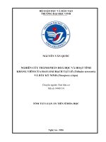 Tóm tắt luận Án nghiên cứu thành phần hoá học và hoạt tính kháng viêm của hai loài bạch tật lê (tribulus terrestris) và dây ký ninh (tinospora crispa)