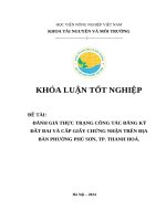 Đánh giá thực trạng công tác Đăng ký Đất Đai và cấp giấy chứng nhận trên Địa bàn phường phú sơn, tp  thanh hoá