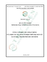 Nâng cao hiệu quả hoạt Động của hợp tác xã nông nghiệp trên Địa bàn xã xuân sơn, thành phố hồ chí minh