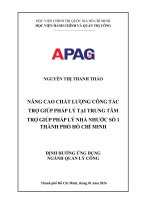 Nâng cao chất lượng công tác trợ giúp pháp lý tại trung tâm trợ giúp pháp lý nhà nhước số 1 thành phố hồ chí minh