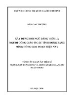 Tóm tắt xây dựng Đội ngũ Đảng viên là ngƣời công giáo Ở các tỉnh Đồng bằng sông hồng giai Đoạn hiện nay