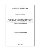 01050005820 noi dung nghiên cứu khả năng kháng kháng sinh và sinh Độc tố của một số chủng vi khuẩn thuộc chi staphylococcus dương tính coagulase gây ngộ Độc tại hà nội