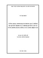 Công khai, minh bạch trong quá trình ra quyết Định của chính quyền cấp xã vùng Đồng bằng sông cửu long hiện nay