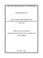 Tóm tắt Đảng lãnh Đạo kiên Định Độc lập, tự chủ trong kháng chiến chống mỹ, cứu nước (1954   1975)