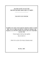 01050005820 tom tat nghiên cứu khả năng kháng kháng sinh và sinh Độc tố của một số chủng vi khuẩn thuộc chi staphylococcus dương tính coagulase gây ngộ Độc tại hà nội