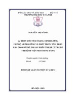 Tóm tắt sự thay Đổi tình trạng dinh dưỡng, chế Độ nuôi dưỡng và phát triển tâm thần vận Động Ở trẻ em sau phẫu thuật cắt ruột tại bệnh viện nhi trung Ương