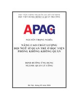Nâng cao chất lượng Đội ngũ sĩ quan trẻ Ở học viện phòng không không quân