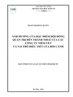 Ảnh hưởng của Đặc Điểm hội Đồng quản trị Đến tránh thuế của các công tý niêm yết và vai trò Điều tiết của bối cảnh
