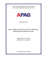 Hoàn thiện cơ chế tự chủ tài chính tại bệnh viện Đa khoa sóc sơn