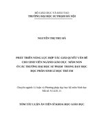 Tóm tắt phát triển năng lực hợp tác giải quyết vấn Đề cho sinh viên ngành giáo dục mầm non Ở các trường Đại học sư phạm trong dạy học học phần sinh lí học trẻ em