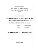 Tóm tắt quản lý nhà nước về phát triển Đô thị thông minh Ở việt nam nghiên cứu trường hợp thành phố Đà nẵng