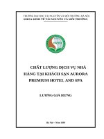 Chất lượng dịch vụ nhà hàng tại khách sạn aurora premium hotel and spa