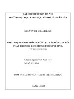 02050008009 tom tat thực trạng khai thác nguồn lực văn hóa gắn với phát triển du lịch thành phố ninh bình tỉnh ninh bình