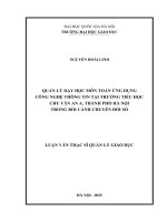 05050006526 quản lý dạy học môn toán Ứng dụng công nghệ thông tin tại trường tiểu học chu văn an a, thành phố hà nội trong bối cảnh chuyển Đổi số