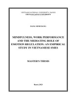 00051000998 mindfulness, work performance & the mediating role of emotion regulation an empirical study in vietnamese smes