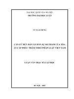 00050014212 căn cứ hủy bản Án dân sự sơ thẩm của tòa Án cấp phúc thẩm theo pháp luật việt nam