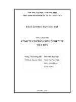 Báo cáo thực tập khoa kinh tế và kinh doanh quốc tế tại công ty cổ phần công nghệ y tế việt hàn