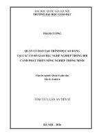 Tóm tắt quản lý Đào tạo trình Độ cao Đẳng tại các cơ sở giáo dục nghề nghiệp trong bối cảnh phát triển nông nghiệp thông minh