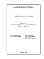 Báo cáo thực tập khoa kinh tế và kinh doanh quốc tế tại công ty cổ phần Đầu tư thương mại quốc tế toàn mỹ