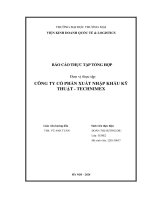 Báo cáo thực tập khoa kinh tế và kinh doanh quốc tế tại công ty cổ phần xuất nhập khẩu kỹ thuật technimex