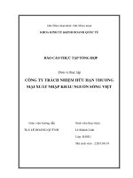 Báo cáo thực tập khoa kinh tế và kinh doanh quốc tế tại công ty tnhh thương mại xuất nhập khẩu nguồn sống việt