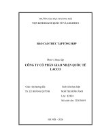Báo cáo thực tập khoa kinh tế và kinh doanh quốc tế tại công ty cổ phần giao nhận vận tải quốc tế lacco