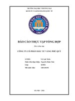 Báo cáo thực tập khoa kinh tế và kinh doanh quốc tế trường Đại học thương mại tại công ty cổ phần Đầu tư vàng phú quý