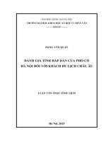 02050008019 noi dung Đánh giá tính hấp dẫn phố cổ hà nội Đối với khách du lịch châu Âu