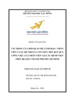 Tóm tắt tác Động của mối quan hệ lãnh Đạo   nhân viên và sự hỗ trợ của tổ chức Đến kết quả công việc của nhân viên tại các bệnh viện trên Địa bàn thành phố hồ chí minh
