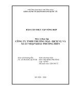 Báo cáo thực tập khoa kinh tế và kinh doanh quốc tế tại công ty tnhh thương mại   dịch vụ và xuất nhập khẩu phương hiền