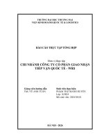Báo cáo thực tập khoa kinh tế và kinh doanh quốc tế tại chi nhánh Công ty Cổ phần Giao nhận Tiếp vận quốc tế WR1