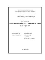 Báo cáo thực tập khoa kinh tế và kinh doanh quốc tế tại công ty cổ phần xuất nhập khẩu toàn cầu việt tín
