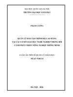 Quản lý Đào tạo trình Độ cao Đẳng tại các cơ sở giáo dục nghề nghiệp trong bối cảnh phát triển nông nghiệp thông minh