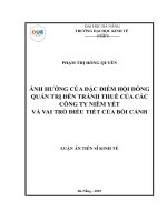 Ảnh hưởng của Đặc Điểm hội Đồng quản trị Đến tránh thuế của các công ty niêm yết và vai trò Điều tiết của bối cảnh