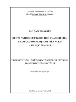 Đề tài nghiên cứu khoa học: Trường từ vựng - ngữ nghĩa về người phụ nữ trong tác phẩm Truyện Kiều của Nguyễn Du