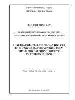 Đề tài nghiên cứu khoa học: Khai thác giá trị lịch sử, văn hoá của Từ đường họ Mạc (huyện Kiến Thuỵ, thành phố Hải Phòng) phục vụ phát triển du lịch