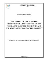 Tóm tắt tiếng anh Ảnh hưởng của Đặc Điểm hội Đồng quản trị Đến tránh thuế của các công ty niêm yết và vai trò Điều tiết của bối cảnh