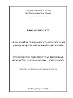 Đề tài nghiên cứu khoa học: Ứng dụng công nghệ thực tế ảo trong hoạt động hướng dẫn tham quan du lịch tại Hà Nội